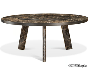 NATIVE - Round Dark Emperador marble table with Lazy Susan _ GHIDINI1961