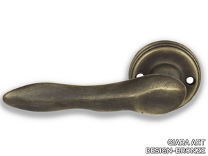 MOSSA - Bronze door handle on rose _ GIARA ART DESIGN-BRONZE