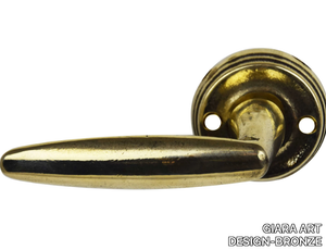 WING - Brass door handle on rose _ GIARA ART DESIGN-BRONZE