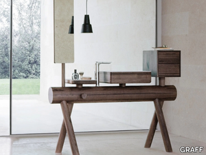 DRESSAGE - Walnut vanity unit with mirror _ GRAFF