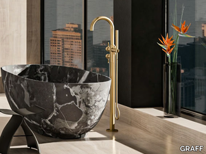 CAMEO - Floor standing chromed brass bathtub mixer _ GRAFF