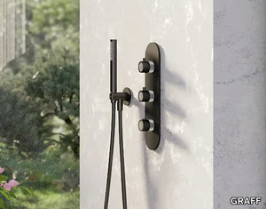 CAMEO - Chromed brass shower mixer with plate _ GRAFF