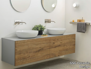 TOP CLASS 200 - Single wall-mounted wooden vanity unit with drawers _ GSG Ceramic Design