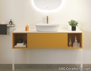 CUBE - Floor-standing wooden vanity unit with drawers _ GSG Ceramic Design