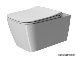 NUBES 55 - Wall-hung rimless back to wall ceramic toilet _ GSI ceramica