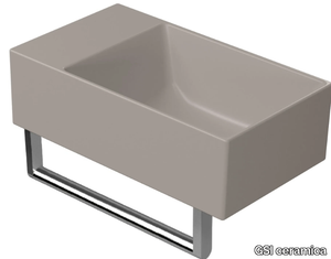 COLOR ELEMENTS 40X23 - Rectangular ceramic washbasin with towel rail _ GSI ceramica