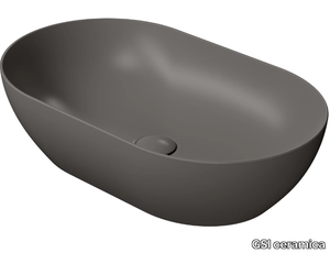 COLOR ELEMENTS 60X37 - Countertop oval ceramic washbasin _ GSI ceramica