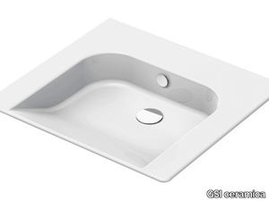 COMMUNITY 60X55 - Wall-mounted rectangular ceramic washbasin _ GSI ceramica