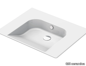 COMMUNITY 70X60 - Wall-mounted rectangular ceramic washbasin with overflow _ GSI ceramica