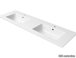 PURA 142X46 - Double inset ceramic washbasin _ GSI ceramica