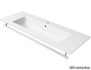 PURA 122X46 - Rectangular washbasin with towel rail _ GSI ceramica