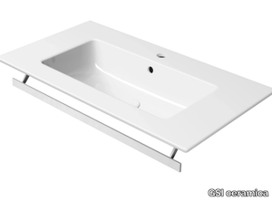 PURA 82X46 - Rectangular washbasin with towel rail _ GSI ceramica