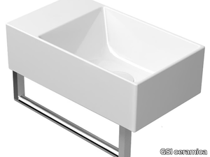 KUBE X 40X23 - Countertop rectangular wall-mounted ceramic handrinse basin _ GSI ceramica