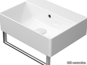 KUBE X 45X35 - Rectangular ceramic washbasin with overflow _ GSI ceramica