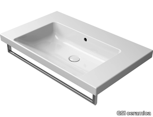 NORM 80X50 - Rectangular single ceramic washbasin with towel rail _ GSI ceramica