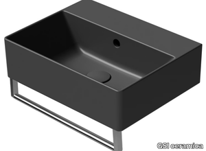 COLOR ELEMENTS 45X35 - Rectangular ceramic washbasin with towel rail _ GSI ceramica