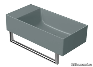 COLOR ELEMENTS 50X25 - Rectangular ceramic washbasin with towel rail _ GSI ceramica