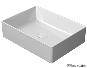 KUBE X 50X37 - Countertop rectangular single ceramic washbasin _ GSI ceramica