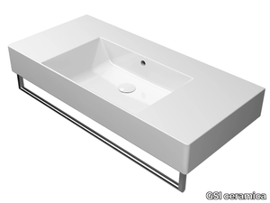 KUBE X 100X47 - Rectangular single ceramic washbasin with towel rail _ GSI ceramica