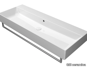 KUBE X 120X47 - Rectangular single ceramic washbasin with towel rail _ GSI ceramica