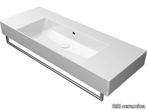 KUBE X 120X47 - Rectangular single ceramic washbasin with towel rail _ GSI ceramica