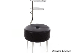 AC - Round leather pouf with integrated magazine rack _ Gamma & Bross