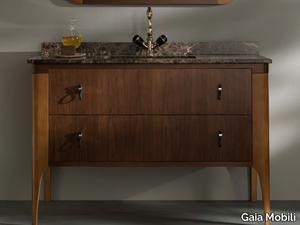 MAJESTIC - Floor-standing single walnut vanity unit with drawers _ Gaia Mobili