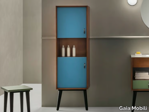 MODI - Storage solid wood bathroom column with doors _ Gaia Mobili