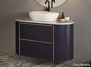 ELLITTICA - Single wall-mounted wooden vanity unit with drawers _ Gaia Mobili