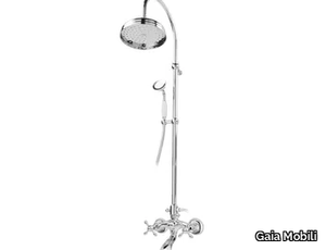 CHOPIN - 2 hole wall-mounted steel bathtub set with overhead shower _ Gaia Mobili