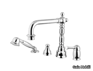 ASTON - Deck mounted steel bathtub tap with hand shower _ Gaia Mobili