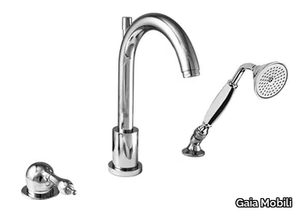 BOSTON - Deck mounted 3 hole steel bathtub tap with hand shower _ Gaia Mobili