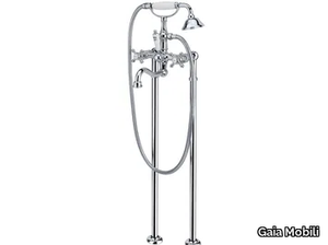 JULIA - 2 hole floor standing steel bathtub set with hand shower _ Gaia Mobili