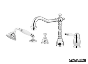 CANTERBURY - Deck mounted single handle steel bathtub tap with diverter _ Gaia Mobili