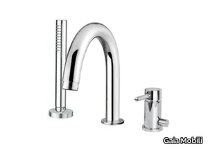 TOKYO - Deck mounted 3 hole steel bathtub tap with hand shower _ Gaia Mobili