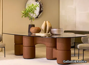 MOLECOLA - Tempered glass table with spatulate wood base _ Gallotti&Radice