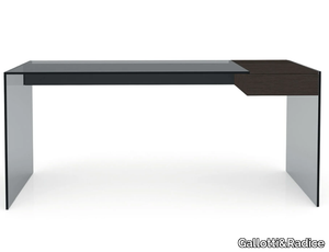 AIR DESK W - Glass and Stainless Steel writing desk with drawers _ Gallotti&Radice