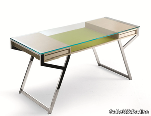 LUÌ - Glass and Stainless Steel secretary desk with drawers _ Gallotti&Radice