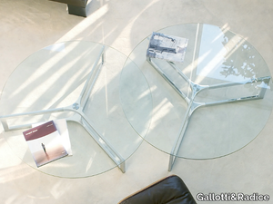 RAJ 1 - Low round Glass and Stainless Steel coffee table _ Gallotti&Radice