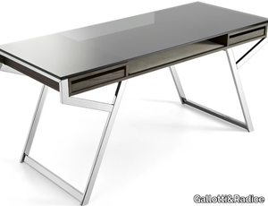 LUÌ - Glass and Stainless Steel writing desk with drawers _ Gallotti&Radice