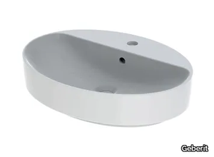 VARIFORM - Countertop oval porcelain stoneware washbasin with overflow _ Geberit