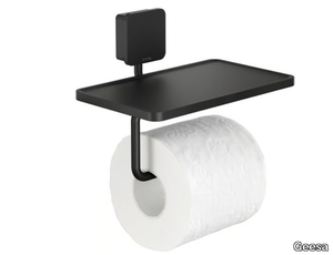 TOPAZ BLACK - Metal toilet roll holder with shelf _ Geesa