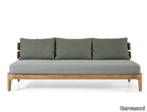 MEDITERRANEO 04 - 3 seater teak sofa with removable cover _ Gervasoni