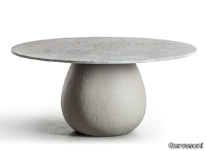 INOUT 834 - Round cement table with Carrara marble top _ Gervasoni