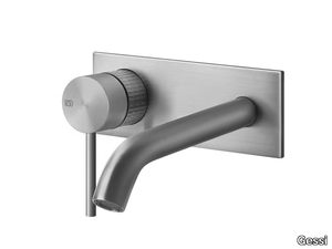 MECCANICA - 2 hole stainless steel washbasin mixer with plate _ Gessi