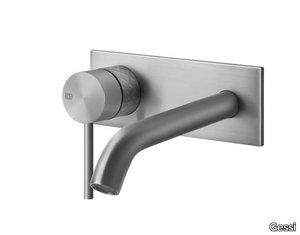 INTRECCIO - Wall-mounted stainless steel washbasin mixer with plate _ Gessi