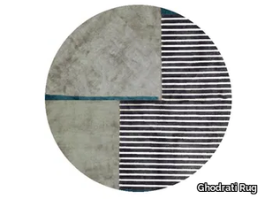 STRIPY G - Round handmade rug with geometric shapes _ Ghodrati Rug