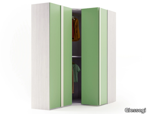 2362 - Corner wooden wardrobe with folding doors _ Giessegi