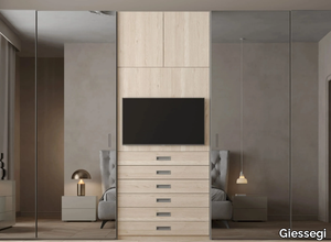 MODO - Built-in mirrored wooden wardrobe with drawers _ Giessegi