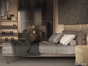 ARCADIA - Leather double bed with upholstered headboard _ Giessegi